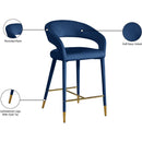 Meridian Destiny Navy Velvet Stool IMAGE 8