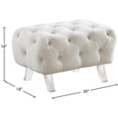 Meridian Crescent Cream Velvet Ottoman IMAGE 11