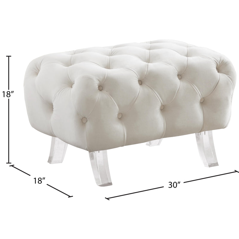 Meridian Crescent Cream Velvet Ottoman IMAGE 11