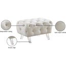 Meridian Crescent Cream Velvet Ottoman IMAGE 12
