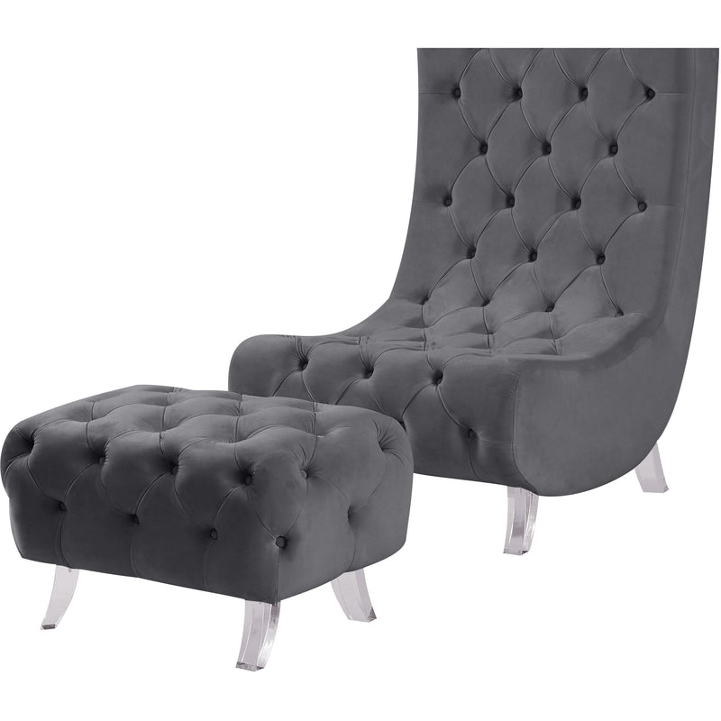Meridian Crescent Grey Velvet Accent Chair IMAGE 12