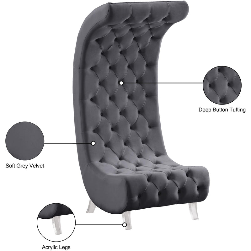 Meridian Crescent Grey Velvet Accent Chair IMAGE 19