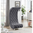 Meridian Crescent Grey Velvet Accent Chair IMAGE 2