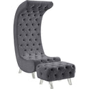 Meridian Crescent Grey Velvet Accent Chair IMAGE 3
