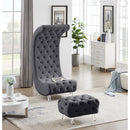 Meridian Crescent Grey Velvet Accent Chair IMAGE 4
