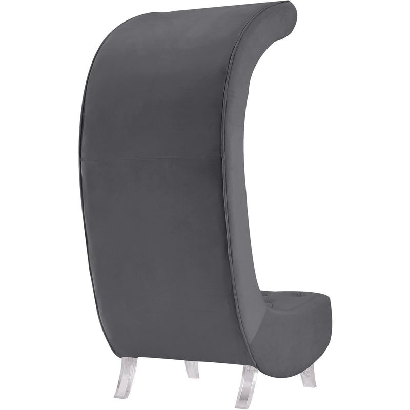 Meridian Crescent Grey Velvet Accent Chair IMAGE 5