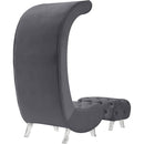 Meridian Crescent Grey Velvet Accent Chair IMAGE 6