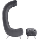 Meridian Crescent Grey Velvet Accent Chair IMAGE 9