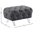 Meridian Crescent Grey Velvet Ottoman IMAGE 11
