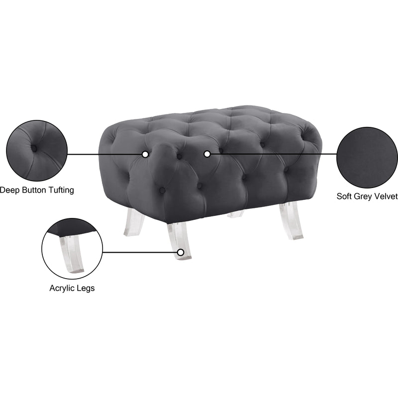 Meridian Crescent Grey Velvet Ottoman IMAGE 12