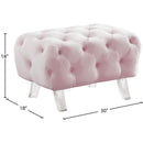 Meridian Crescent Pink Velvet Ottoman IMAGE 11