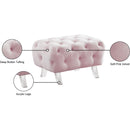 Meridian Crescent Pink Velvet Ottoman IMAGE 12