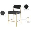 Meridian Carly Black Vegan Leather Seat / Boucle Fabric Back Counter Stool IMAGE 8