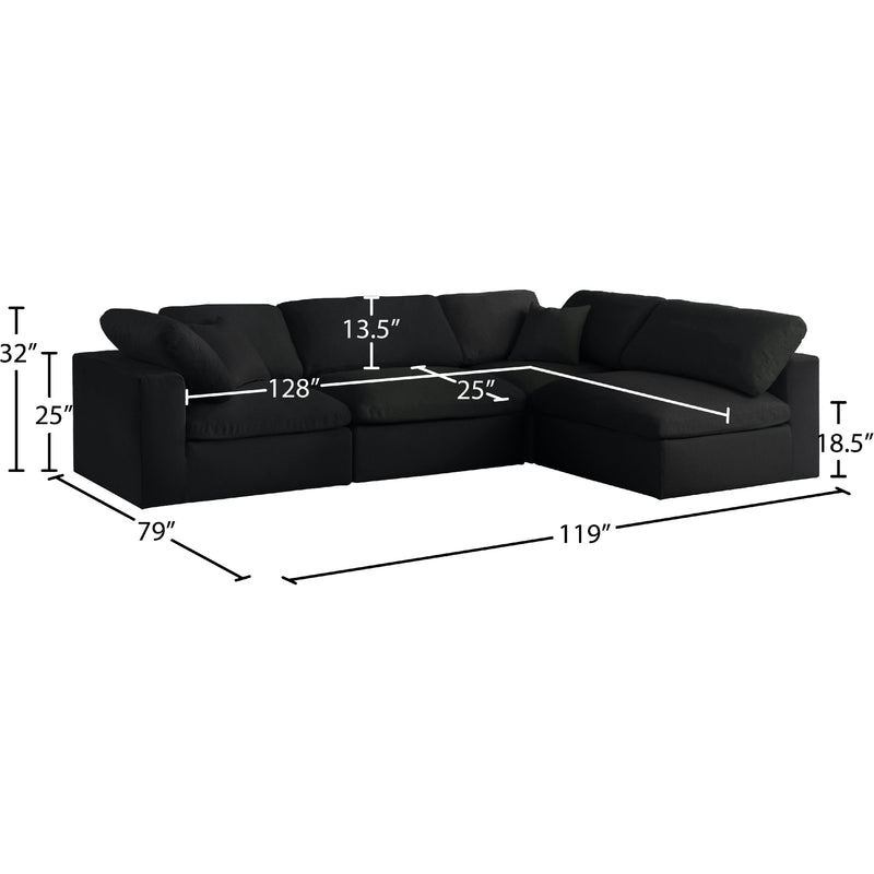Meridian Serene Black Linen Textured Fabric Deluxe Comfort Modular Sectional IMAGE 14