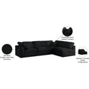 Meridian Serene Black Linen Textured Fabric Deluxe Comfort Modular Sectional IMAGE 15