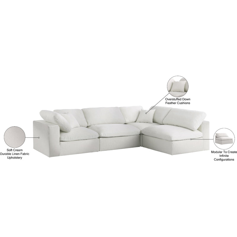 Meridian Serene Cream Linen Textured Fabric Deluxe Comfort Modular Sectional IMAGE 15