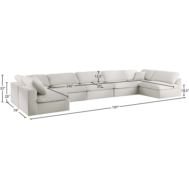 Meridian Serene Cream Linen Textured Fabric Deluxe Comfort Modular Sectional IMAGE 9