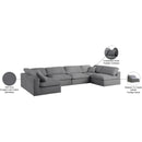 Meridian Serene Grey Linen Textured Fabric Deluxe Comfort Modular Sectional IMAGE 10