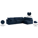 Meridian Serene Navy Linen Textured Fabric Deluxe Comfort Modular Sectional IMAGE 15