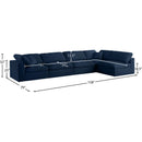 Meridian Serene Navy Linen Textured Fabric Deluxe Comfort Modular Sectional IMAGE 14