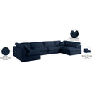 Meridian Serene Navy Linen Textured Fabric Deluxe Comfort Modular Sectional IMAGE 10