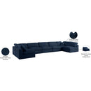 Meridian Serene Navy Linen Textured Fabric Deluxe Comfort Modular Sectional IMAGE 10