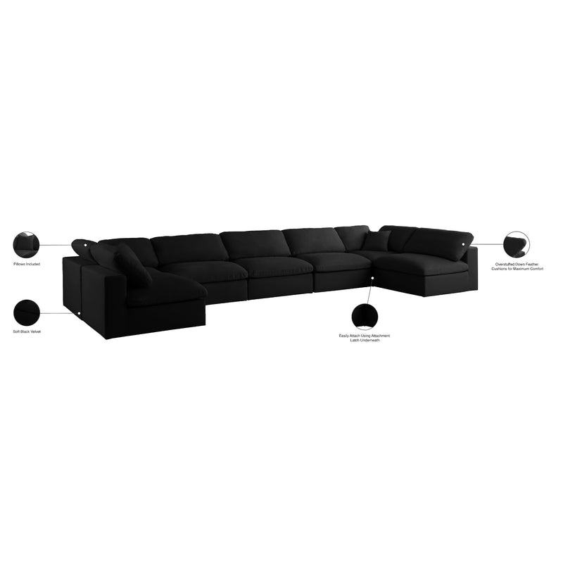 Meridian Plush Black Velvet Standard Comfort Modular Sectional IMAGE 10