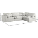 Meridian Plush Cream Velvet Standard Comfort Modular Sectional IMAGE 11
