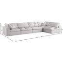 Meridian Plush Cream Velvet Standard Comfort Modular Sectional IMAGE 12