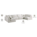 Meridian Plush Cream Velvet Standard Comfort Modular Sectional IMAGE 9