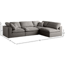 Meridian Plush Grey Velvet Standard Comfort Modular Sectional IMAGE 11