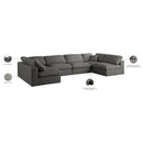 Meridian Plush Grey Velvet Standard Comfort Modular Sectional IMAGE 9