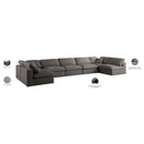Meridian Plush Grey Velvet Standard Comfort Modular Sectional IMAGE 9