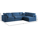 Meridian Plush Navy Velvet Standard Comfort Modular Sectional IMAGE 11