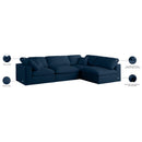 Meridian Plush Navy Velvet Standard Comfort Modular Sectional IMAGE 12