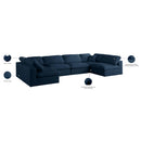 Meridian Plush Navy Velvet Standard Comfort Modular Sectional IMAGE 9