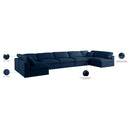 Meridian Plush Navy Velvet Standard Comfort Modular Sectional IMAGE 9