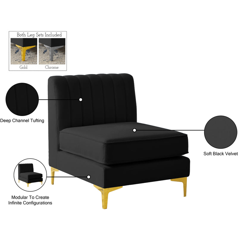Meridian Alina Black Velvet Armless Chair IMAGE 18