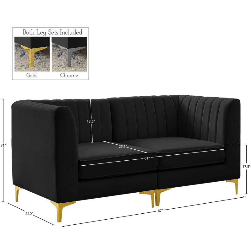 Meridian Alina Black Velvet Modular Sofa IMAGE 17