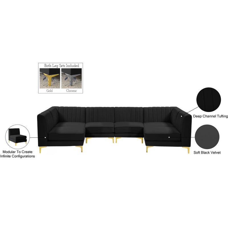 Meridian Alina Black Velvet Modular Sectional IMAGE 15