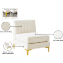 Meridian Alina Cream Velvet Armless Chair IMAGE 18