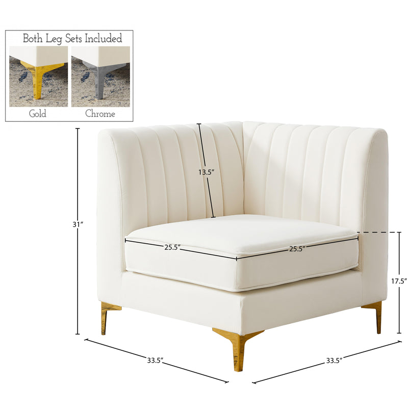 Meridian Alina Cream Velvet Corner Chair IMAGE 17