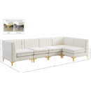 Meridian Alina Cream Velvet Modular Sectional IMAGE 20