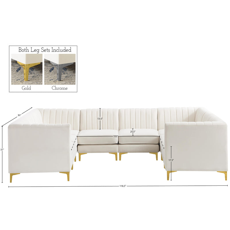 Meridian Alina Cream Velvet Modular Sectional IMAGE 20