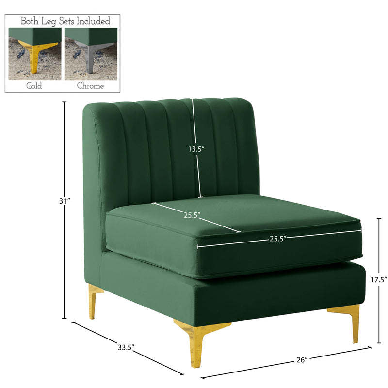 Meridian Alina Green Velvet Armless Chair IMAGE 17