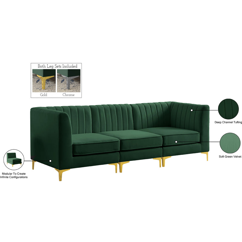 Meridian Alina Green Velvet Modular Sofa IMAGE 18