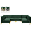 Meridian Alina Green Velvet Modular Sectional IMAGE 14
