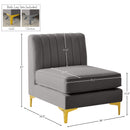 Meridian Alina Grey Velvet Armless Chair IMAGE 17