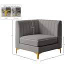 Meridian Alina Grey Velvet Corner Chair IMAGE 17