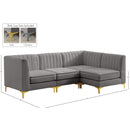 Meridian Alina Grey Velvet Modular Sectional IMAGE 20